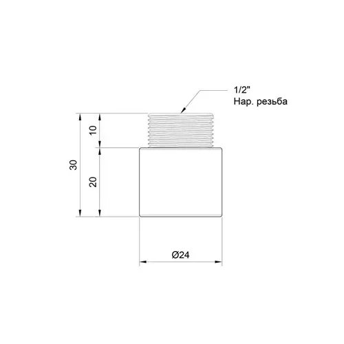 Удлинитель SD Plus 20х1/2" хром SD1301520 - PRORAB image-1