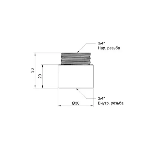 Удлинитель SD Plus 20х3/4" хром SD1302020 - PRORAB image-1