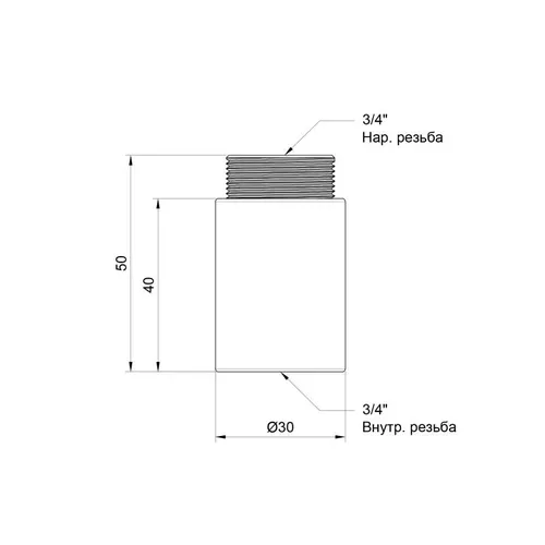 Удлинитель SD Plus 40х3/4" хром SD1302040 - PRORAB image-1