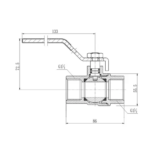 Кран шаровой SD Forte 1" 1/4 ВР для газа (ручка) SF600G32 - PRORAB image-1