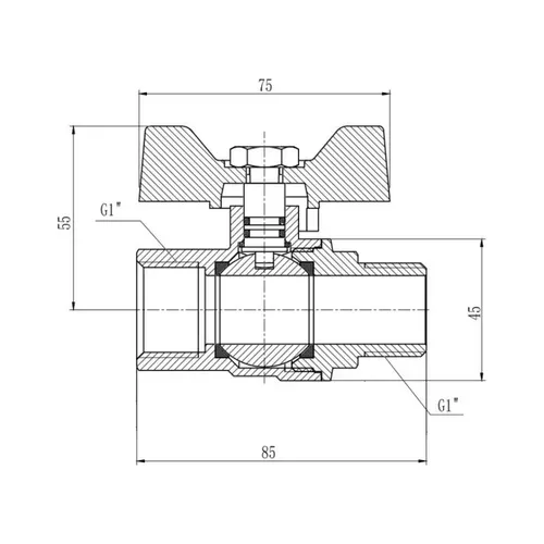 Кран шаровой SD Forte 1" ВН для газа (бабочка) SF607G25 - PRORAB image-1