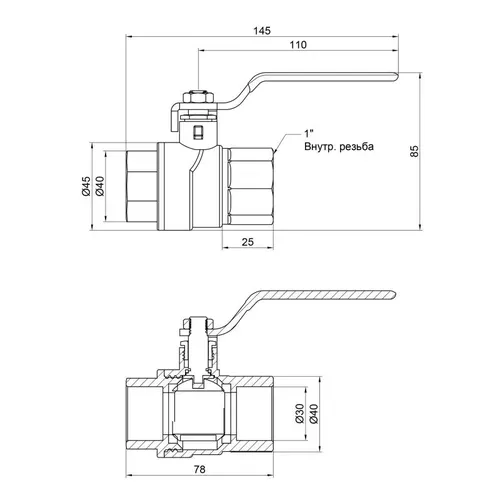 Кран шаровой SD Forte 1" ВР для воды (ручка) SF600W25 - PRORAB image-1