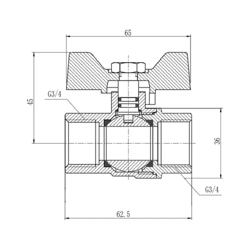 Кран шаровой SD Forte 3/4" ВР для газа (бабочка) SF602G20 - PRORAB image-1