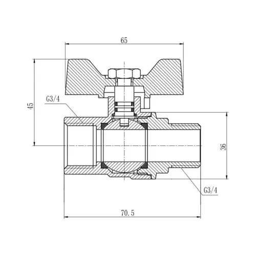 Кран шаровой SD Forte 3/4" ВН для газа (бабочка) SF607G20 - PRORAB image-1