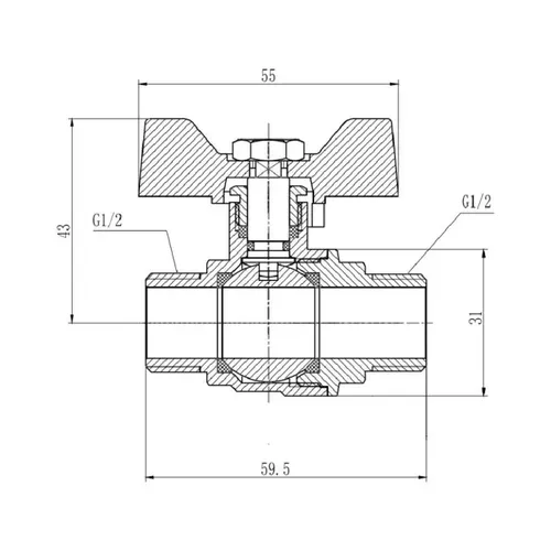 Кран шаровой SD Forte 1/2" НР для воды (бабочка) SF606W15 - PRORAB image-1