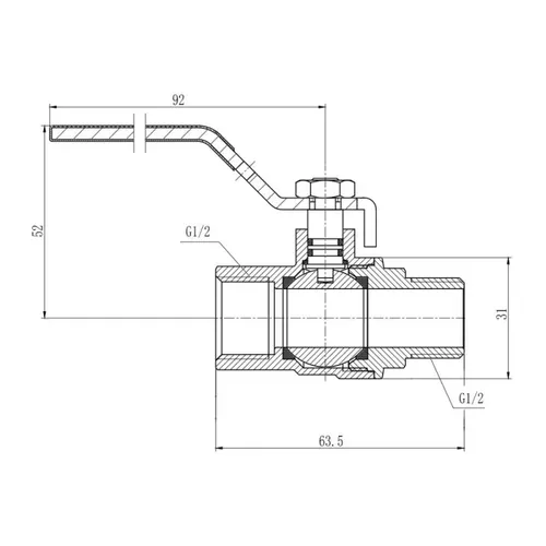 Кран шаровой SD Forte 1/2" ВН для газа (ручка) SF605G15 - PRORAB image-1