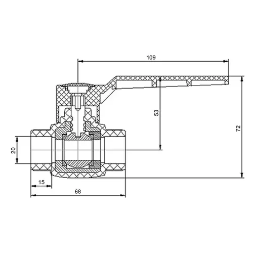 Кран шаровой Blue Ocean 20 с шаром ABS - PRORAB image-1