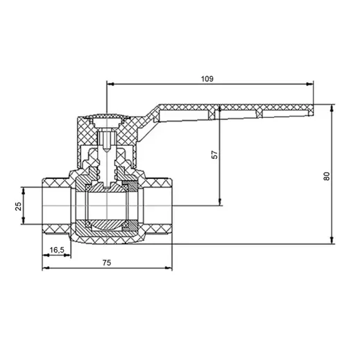 Кран шаровой Blue Ocean 25 с шаром ABS - PRORAB image-1