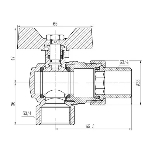 Кран шаровой "Американка" SD Forte 3/4" угловой SF221W20 - PRORAB image-1