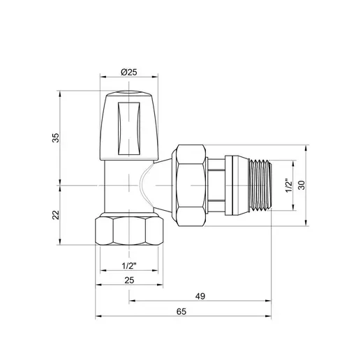 Кран радиаторный Icma 1/2" с антипротечкой угловой без ручки №805+940 - PRORAB image-1