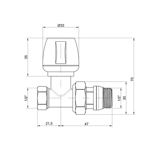 Кран радиаторный Icma 1/2" с антипротечкой прямой №813+940 - PRORAB image-1