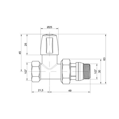 Кран радиаторный Icma 1/2" с антипротечкой прямой без ручки №815+940 - PRORAB image-1