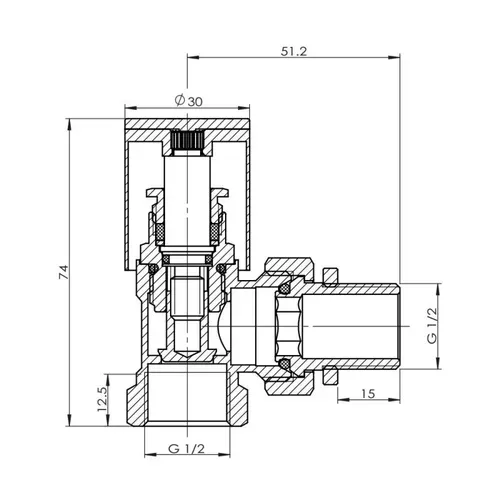 Кран радиаторный SD Forte 1/2" угловой хром SF234W15 - PRORAB image-1