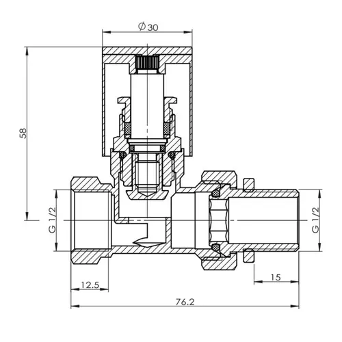 Кран радиаторный SD Forte 1/2" прямой хром SF235W15 - PRORAB image-1