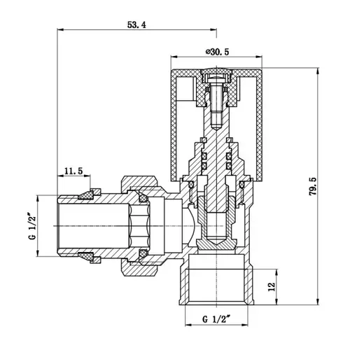 Кран радиаторный с антипротечкой SD Forte 1/2" угловой хром SF236W15 - PRORAB image-1