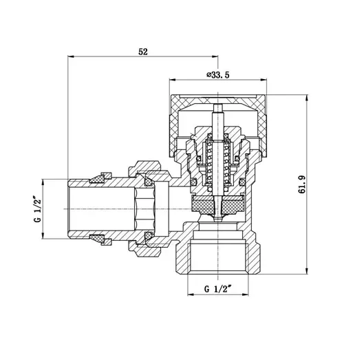 Клапан термостатический SD Forte 1/2" с антипротечкой для радиатора угловой SF238W15 - PRORAB image-1