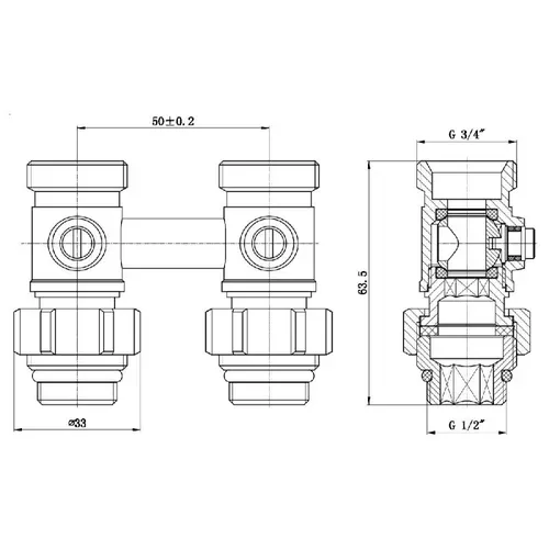 Кран шаровой SD Forte 3/4"х1/2" для радиатора нижний SF251W15 - PRORAB image-1