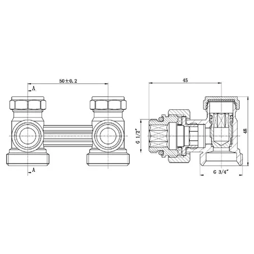 Кран буксовый SD Forte 3/4"х1/2" для радиатора нижний угловой SF252W15 - PRORAB image-1