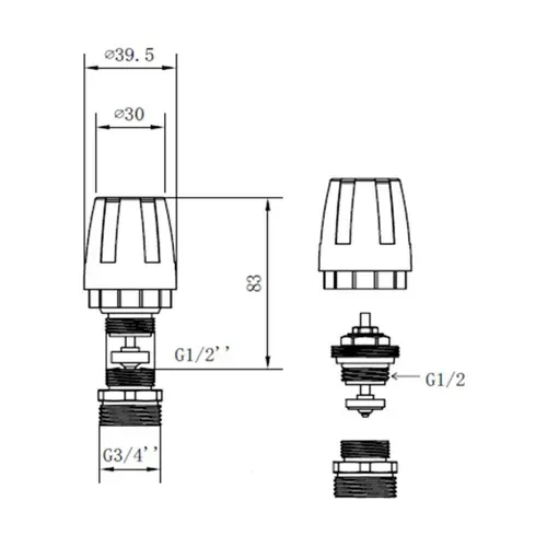 Кран термостатический SD Forte 1/2"х3/4" для коллектора SFE009 - PRORAB image-1