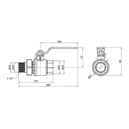 Кран шаровой "Американка" SD Plus 1" 1/4 ВН прямой SD220W32 - PRORAB image-1