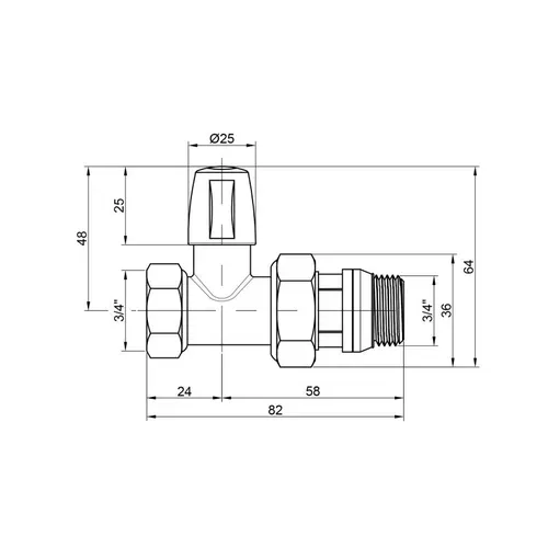 Кран радиаторный Icma 3/4" с антипротечкой прямой без ручки №815+940 - PRORAB image-1