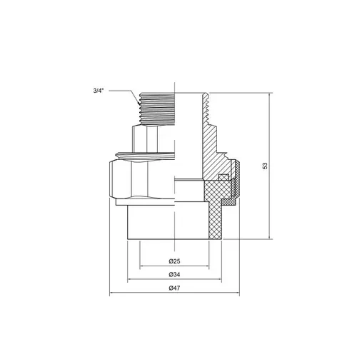 Сгон "Американка" PPR Thermo Alliance 25х3/4" НР - PRORAB image-1