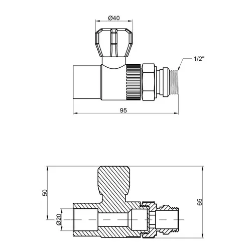 Кран шаровой радиаторный PPR Thermo Alliance 20х1/2" прямой - PRORAB image-1