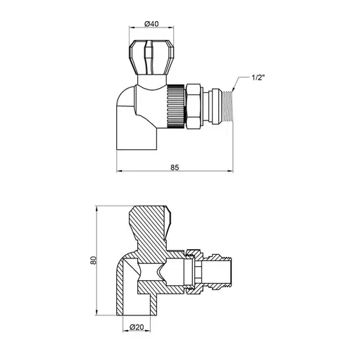 Кран шаровой радиаторный PPR Thermo Alliance 20х1/2" угловой - PRORAB image-1