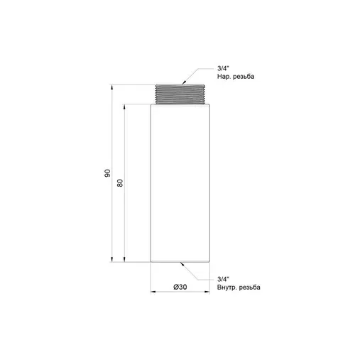 Удлинитель SD Plus 80х3/4" хром SD1302080 - PRORAB image-3