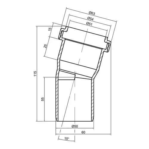 Колено PPR канализационное TA Sewage 50, 15° - PRORAB image-1