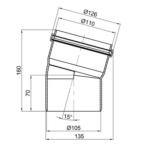 Колено PPR канализационное TA Sewage 110, 15° - PRORAB image-1