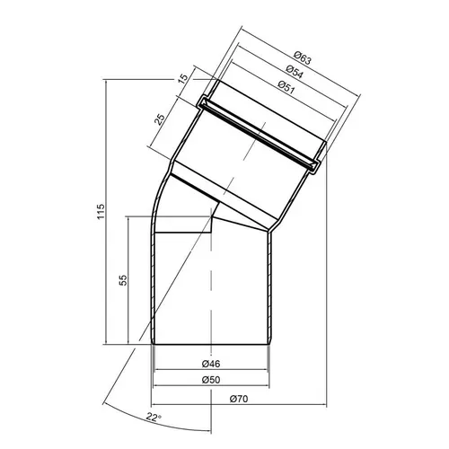 Колено PPR канализационное TA Sewage 50, 22° - PRORAB image-1