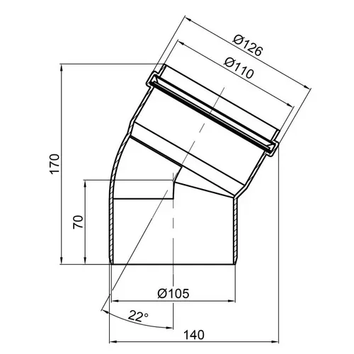 Колено PPR канализационное TA Sewage 110, 22° - PRORAB image-1