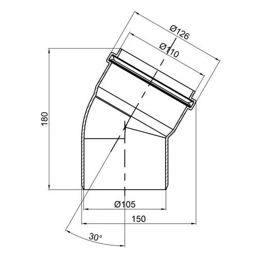 Колено PPR канализационное TA Sewage 110, 30° - PRORAB image-1