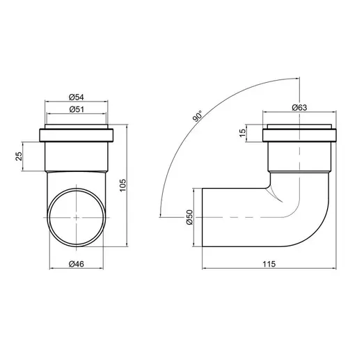 Колено PPR канализационное TA Sewage 50, 90° - PRORAB image-1