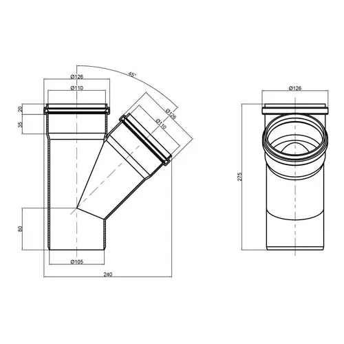 Тройник PPR канализационный TA Sewage 110, 45° - PRORAB image-1