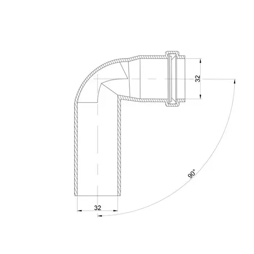 Колено PPR канализационное TA Sewage 32, 90° - PRORAB image-1