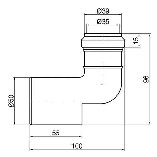 Редукция канализационная TA Sewage 50х32 угловая - PRORAB image-1