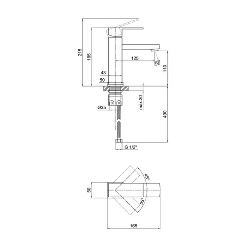 Смеситель для раковины Lidz (NKS) 10 30 001F - PRORAB image-1