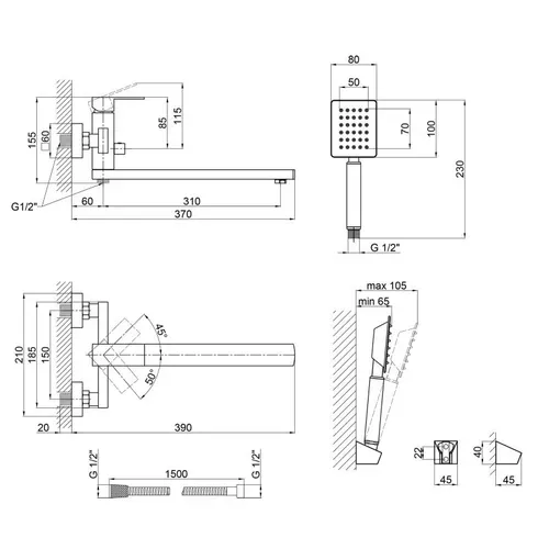 Смеситель для ванны Lidz (NKS) 10 30 005-1 New - PRORAB image-1