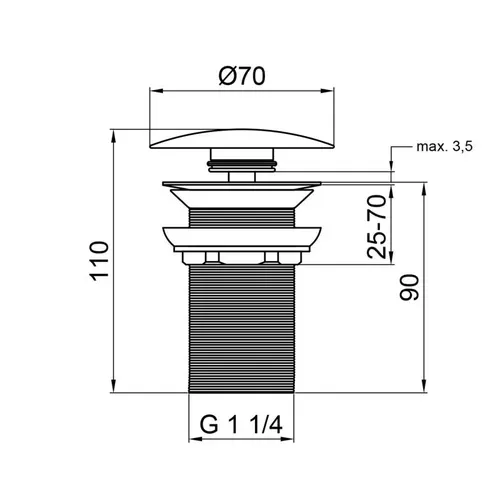 Донный клапан для раковины Qtap F008 70х70х220 White - PRORAB image-1