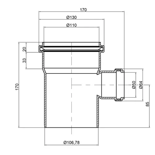 Тройник канализационный TA Sewage 110х50х110, 90° - PRORAB image-1