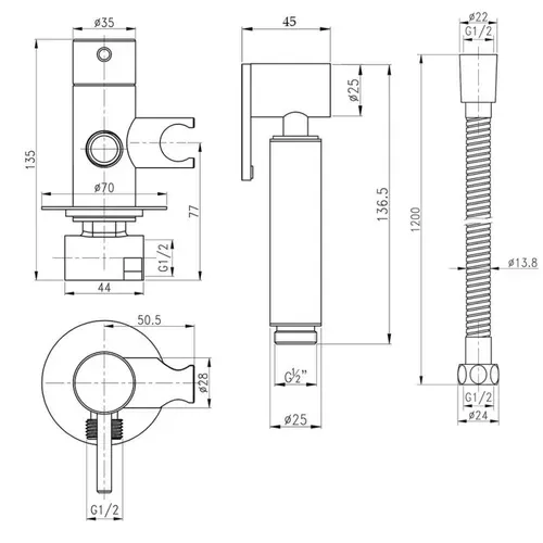 Набор для гигиенического душа со смесителем Qtap Inspai-Varius BCR V00440001 - PRORAB image-1