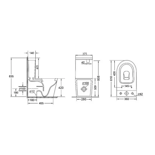 Унитаз-компакт Qtap Stork безободковый с сиденьем Soft-close QT15222179W - PRORAB image-1