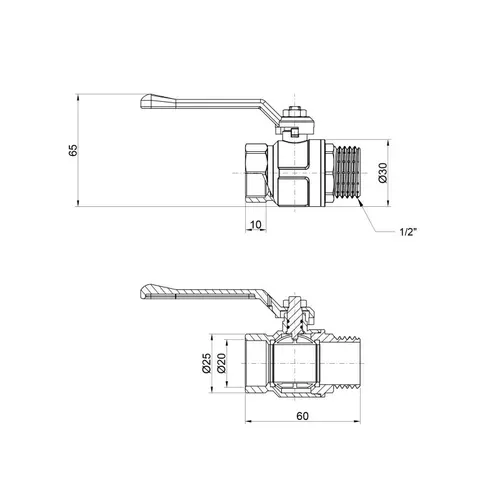 Кран шаровой Icma 1/2" прямой №352 - PRORAB image-1