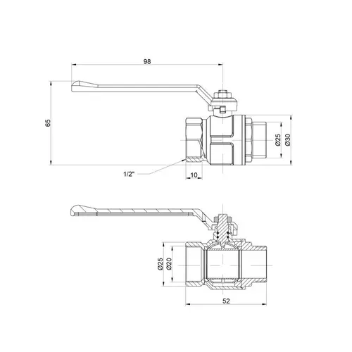 Кран шаровой Icma 1/2" прямой №350 - PRORAB image-1