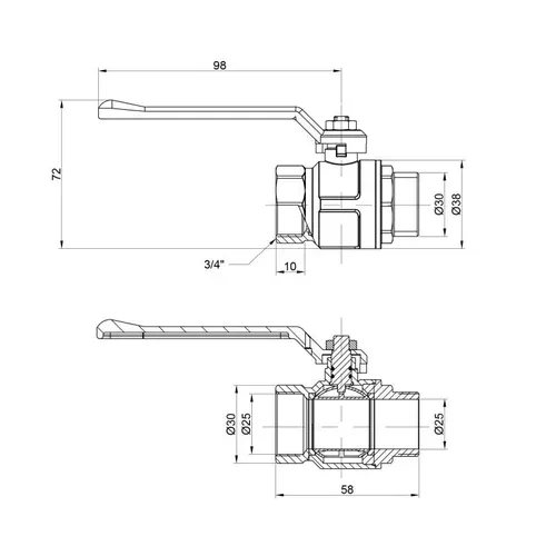 Кран шаровой Icma 3/4" прямой №350 - PRORAB image-1