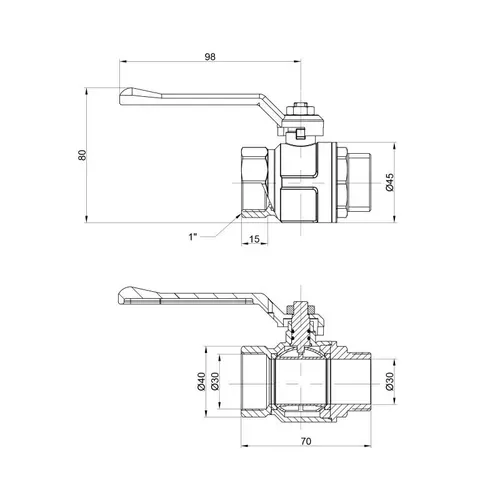 Кран шаровой Icma 1" прямой №350 - PRORAB image-1