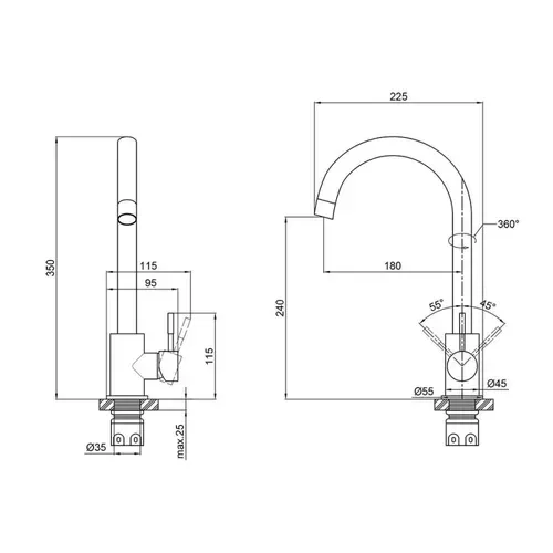 Смеситель для кухни Brinex 20N 007F - PRORAB image-1