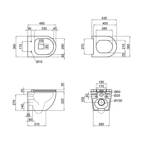 Унитаз подвесной Qtap Robin New безободковый с сиденьем Soft-close QT1333046ENRMB - PRORAB image-1